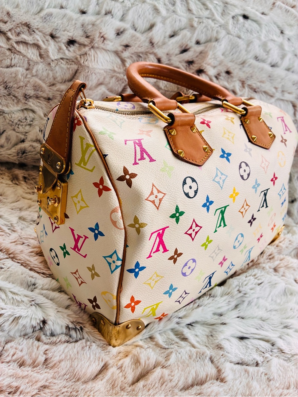 Louis Vuitton Speedy 30 Murakami Multicolor on White S Lock VGUC - Picture 6 of 17